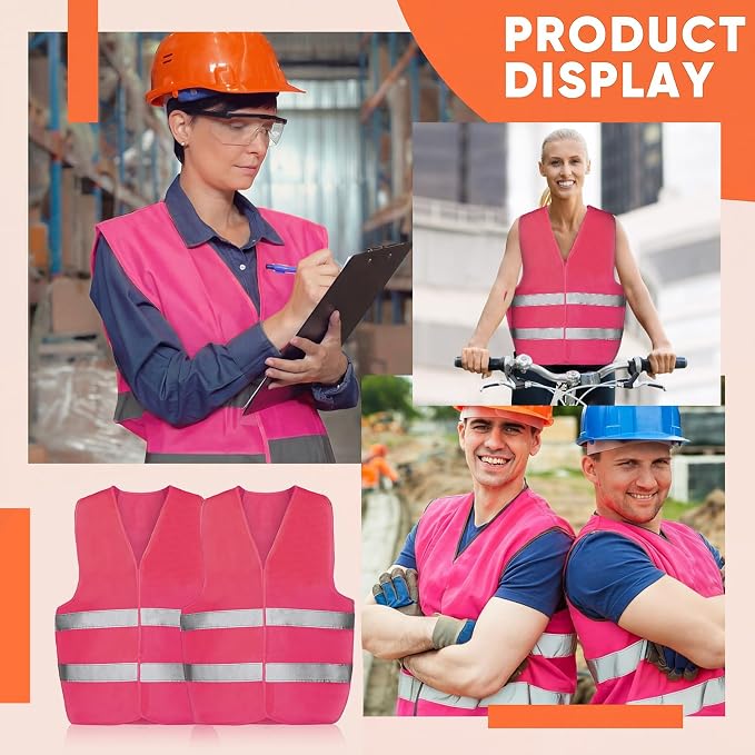 Tarpop 60 Packs Safety Vests Pack High Visibility Construction Vests Reflective Working with 2 Reflective Strips