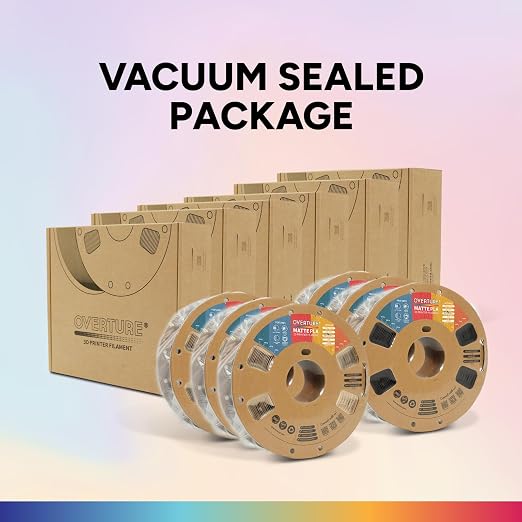OVERTURE 6KG Bundle Matte PLA, Low Warp & Matte Surface 3D Printer Filament | Frosted Matt Finish Hides Layer Lines, 6 Pack 1kg Spool (2.2lbs) Cardboard Spool, Fit Most FDM Printer (6 Color)