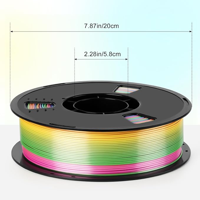 Dynta Silk Rainbow PLA Filament, Gradient 3D Printer Filament 1.75mm, Shiny & Smooth, Beginner-Friendly for DIY,1kg (2.2lbs)