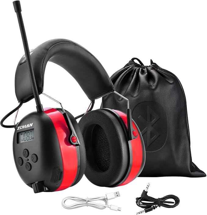 ZOHAN AM/FM Radio Headphone with Digital Display,Ear Protection Noise Reduction Earmuffs,Comfortable Hearing Protector