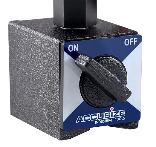 Accusize Industrial Tools - 176 lb Flexible Magnetic Base for Industrial Precision Indicators, P900-S304 | On/Off Switch, V-Groove Bottom, 12" Flexible Arm, M8 x 1.25 mm Tapped Hole