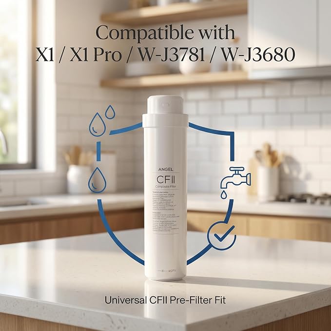 ANGEL X1 Series CFII Replacement Filter Cartridge 1-Pack, for X1, X1Pro, W-J3781-ROC15, W-J3680-ROB15, RO Systems, Removes Dirt, Rust & Sediment, Long-Lasting 6–12 Month Lifespan