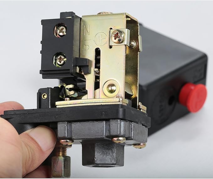 Secbolt Pressure Switch Manifold Regulator Gauges Air Compressor Pressure Switch Control Valve 90-120PSI (Vertical Switch)