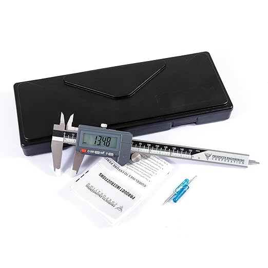 PEC Tools 6" / 150mm Digital Caliper, IP54 Electronic Caliper, ±0.02mm/0.001" Accuracy, Carbide-Tipped Faces, DIN 862 Certified Tool for OD/ID/Step/Depth Measuring