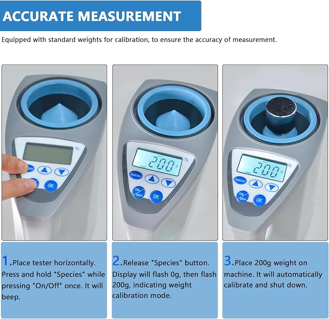 Professional Grain Moisture Meter, Moisture Tester for 20+ Grains, Measure Weight, Density, Temperature with LCD Display, Wheat, Corn, Rice, Crop Moisture Detector