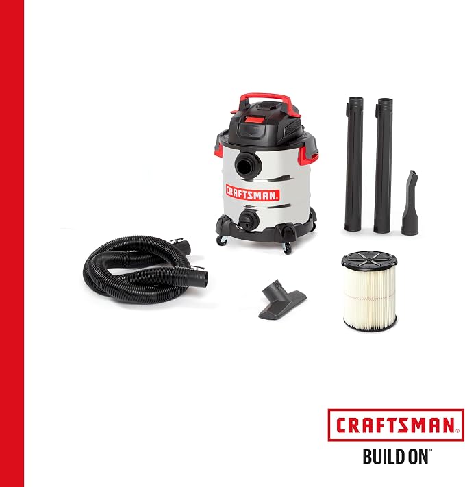 CRAFTSMAN CMXEVBE17155 10 Gallon 6.0 Peak HP Stainless Steel Wet Dry Vac
