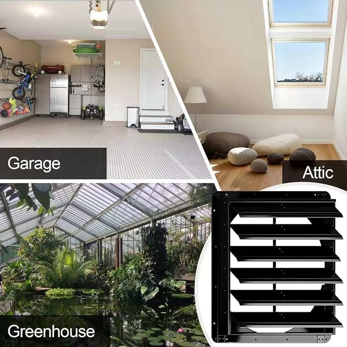 Galvanized Sheet Automatic Exhaust Louver Vent (Fan Blades and Motor Not Included) for Residential Attics, Workshops, Barns, Greenhouses (24inch)