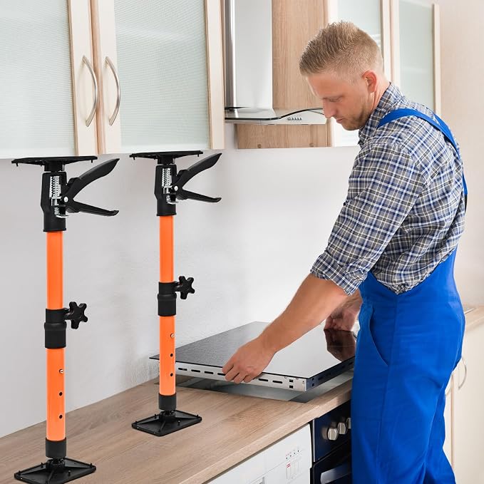 Adjustable Support Pole - Cabinet Jack, Drywall Lift, 16.2-31.9 Inch Adjustable Height, Supports up to 154lbs, 3rd Hand System for Ceiling, Cargo Bars, Cabinet Installation (16.2"-31.9" 2PC)