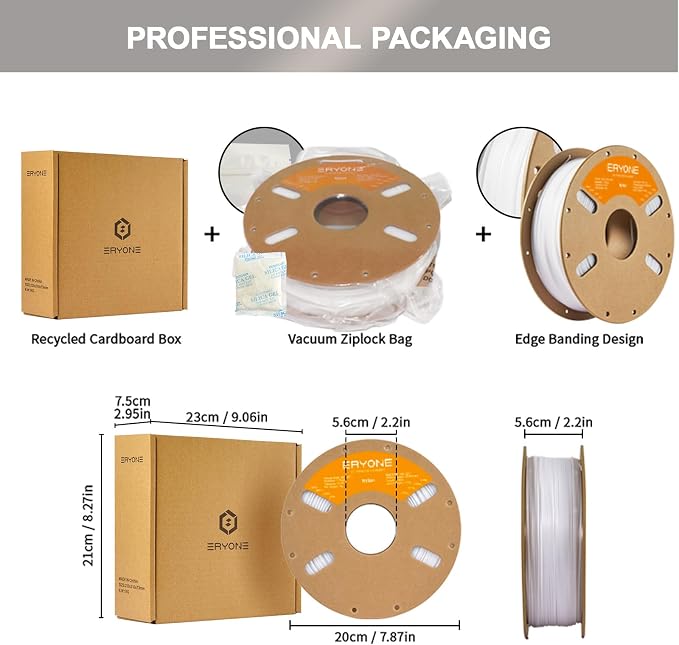 ERYONE Nylon 3D Printer Filament, Polyamide PA6 Filament 1.75mm +/- 0.03mm, Stiff & Strong & Heat Resistant, 1kg (2.2LBS)/Spool, PA6 White