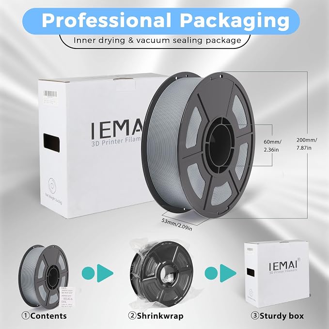 IEMAI Carbon Fiber PETG Filament 1.75mm Matte Gray 1KG, PETG-CF 3D Printer Filament with Dimensional Stability & Low Warpage, High Stiffness, Heat Resistant, Easy Print
