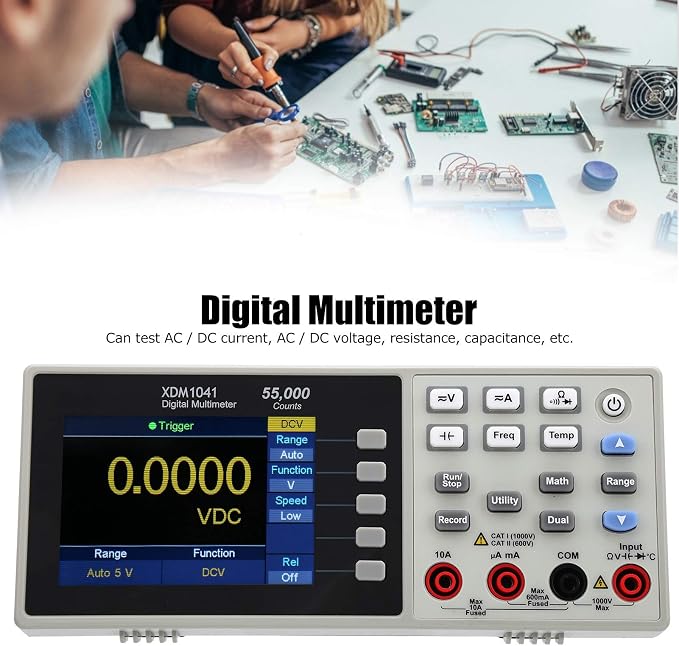 LiebeWH Mini Desktop Digital Multimeter True RMS 55000 Counts LCD Display Voltage Current Tester(US Plug)