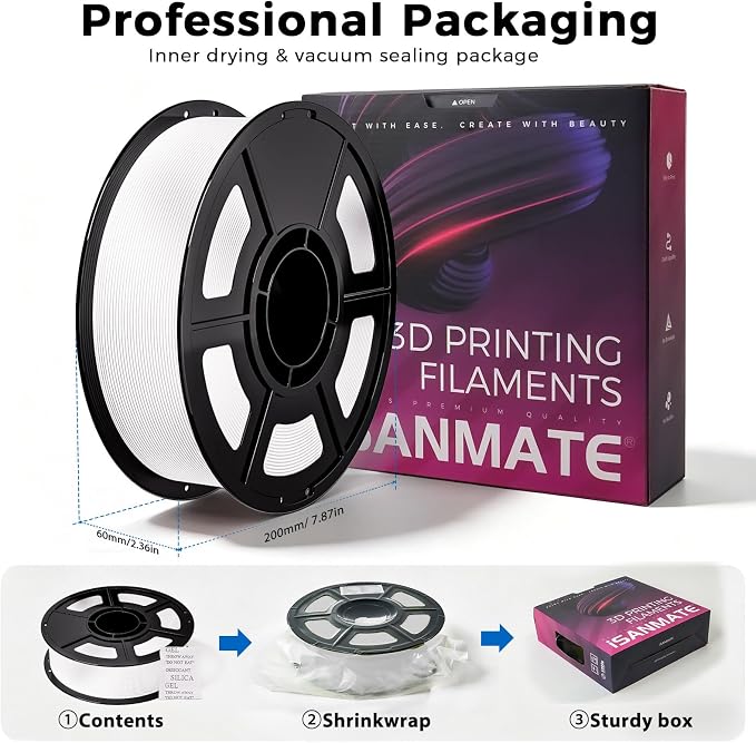 iSANMATE Matte PLA White 1.75mm,30-300mm/s