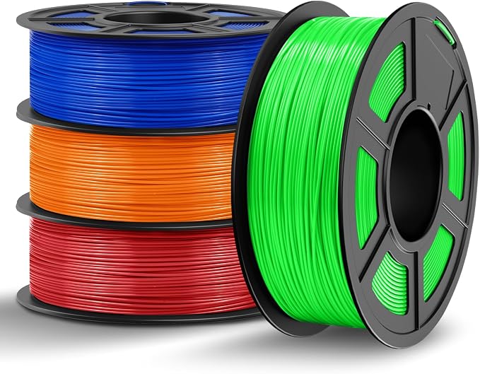 TECBEARS 4KG TPU Filament 1.75MM, TPU 3D Printer Filament Bundle, Flexible High Speed Filament, 4kg in Total,1kg per Spool,4 Pack, Red+Orange+Blue+Green