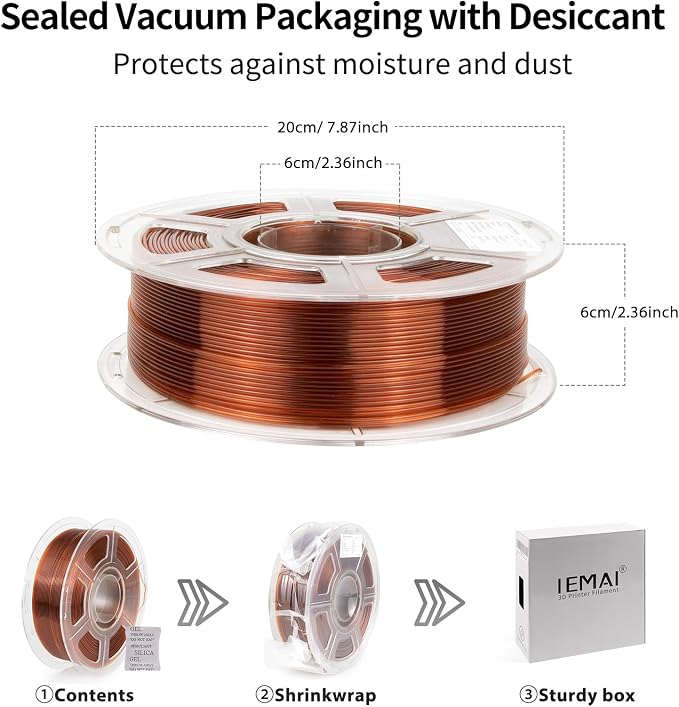 IEMAI Clear PLA Filament 1.75mm Brown 1kg, Glossy Transparent Finish 3D Printer Filament Up to 600mm/s High Speed Printing for Lampshades, Home Décor & Creative DIY