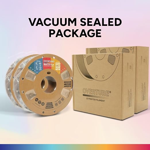 OVERTURE 2KG Bundle Matte PLA, Low Warp & Matte Surface 3D Printer Filament | Frosted Matt Finish Hides Layer Lines, 2 Pack 1kg Spool (2.2lbs) Cardboard Spool, Fit Most FDM Printer (Matte Light Brown*2)