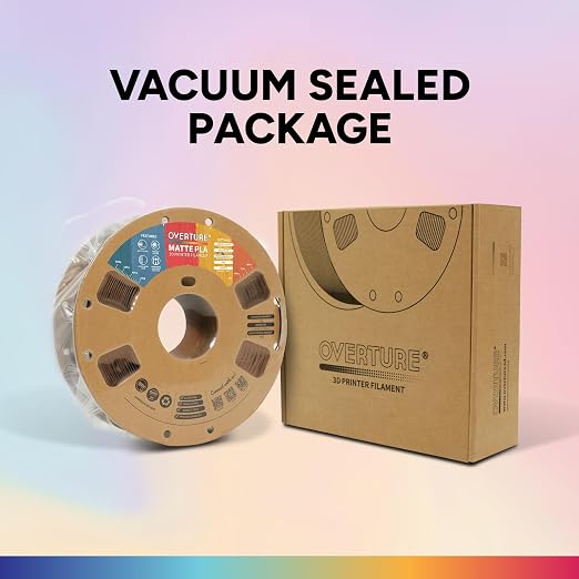OVERTURE Matte PLA 1.75mm, Low Warp & Smooth Finish 3D Printer Filament | Frosted Matt Finish Hides Layer Lines, 1kg Spool (2.2lbs) Cardboard Spool, Fit Most FDM Printer (Matte Chocolate)