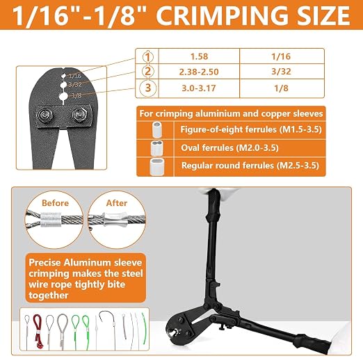 TooTaci 1/8" Wire Rope Kit with 200ft Vinyl Coated Stainless Steel Cable, Wire Rope Crimping Tool & Cutter, Turnbuckles for Cables Wires, Hanging Clothes, String Lights Hanging