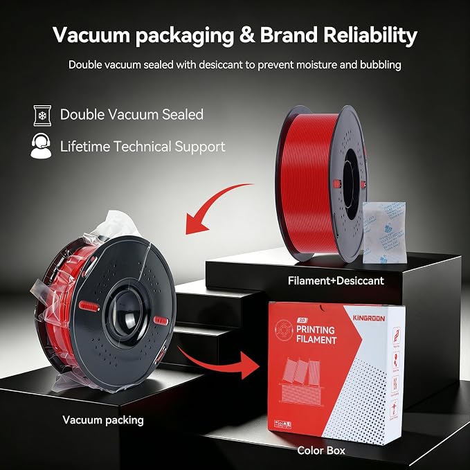 Kingroon PETG 3D Printer Filament, Dimensional Accuracy +/- 0.03 mm, 1 kg Spool(2.2lbs), 1.75 mm, Red