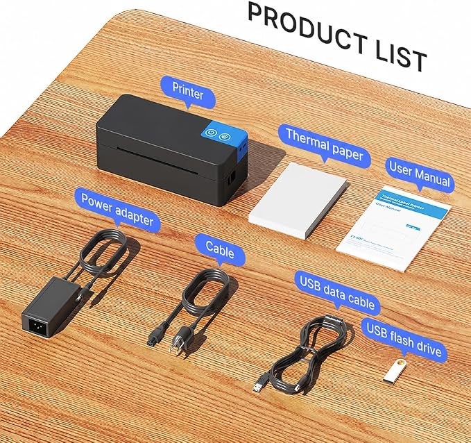 Bluetooth Thermal Shipping Label Printer, 4x6 Portable Thermal Label Printer for Small Bussiness, Compatible with iPhone, Android, Windows & Mac, Widely Used for USPS UPS Amazon Shopify Etsy