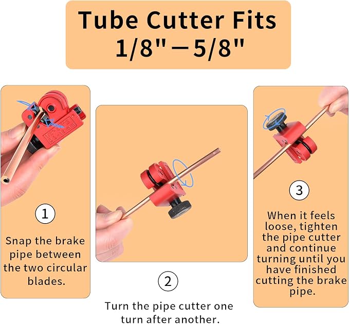 25 Ft 3/16" Copper Coated Brake Line Kit, Brake Line Double & Single Flaring Tool Kit (Includes 16 Fittings and 4 Unions Brake Line Fittings) +Tube Bender