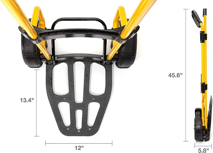 Stanley Heavy-Duty Folding Hand Truck & Dolly, 400 lbs. (181 kgs.) Capacity, Professional Grade, Compact, Lightweight & Slim Design, Easy Storage, Steel Frame, Ergonomic 3 Handle Design (SXWT-FT591)