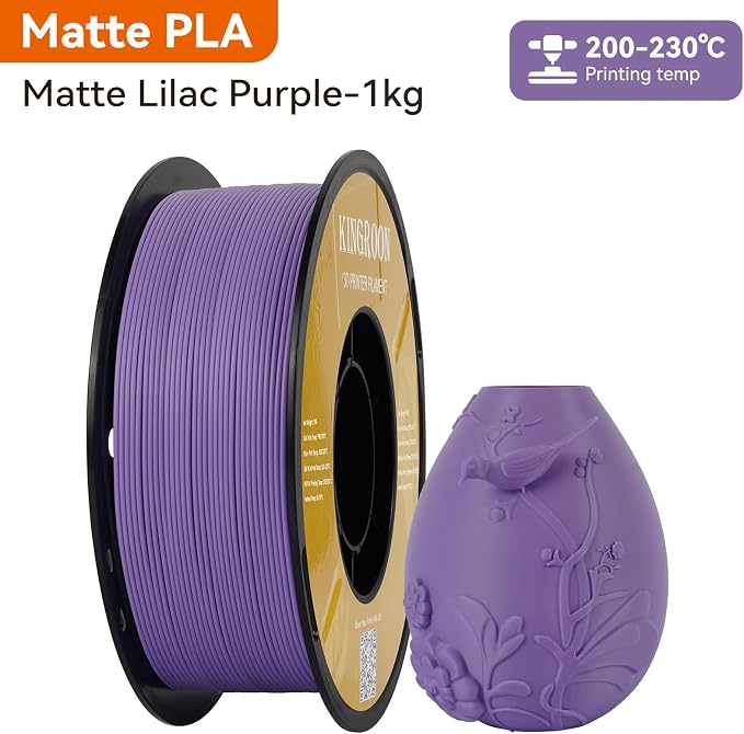 Kingroon Matte PLA Filament 1.75mm 3D Printer Filament Matte Filament 1kg Dimensional Accuracy +/- 0.02 mm (Matte Purple)