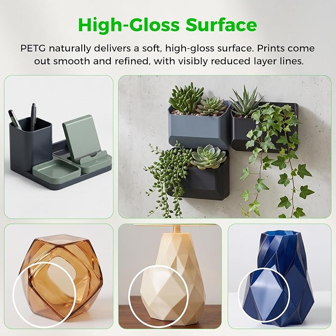 Creality Black & White PETG 1.75mm Filament 2KG, 3D Printer Filament Bundle, Excellent Toughness High Precision, Odorless Non-Toxic Moistureproof, Glossy, Accuracy +/- 0.02mm