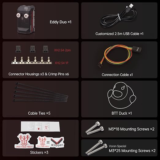 BIGTREETECH Direct Eddy Duo Auto Bed Leveling Sensor, 3D Printer High Speed Auto Leveling Kit, Support CAN/USB Connection, for Voron2.4 Stealthburner Trident VzBOT Hurakan, Klipper Only