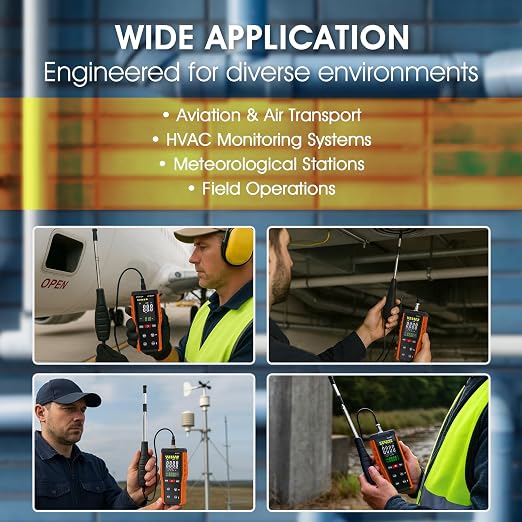 BTMETER Hot Wire Anemometer - CFM/CMM Handheld Wind Speed Meter, Airflow Meter Measure 0.2~67Mph, Thermal Anemometer with 360° Revolve Telescopic Probe & LCD Backlight for HVAC Duct Air Vent BT-9000F