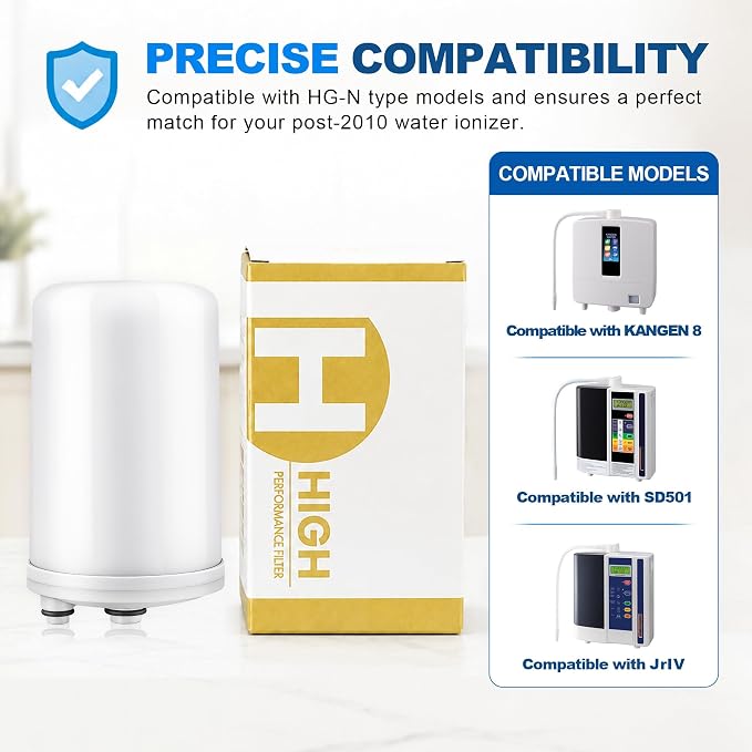 High Performance Water Filter Replacement Cartridge Compatible with HG-N Type Water Ionizer, Compatible with Enagic Kangen LeveLuk SD501, JrIV, KANGEN 8(Not Original Type Before 2010)