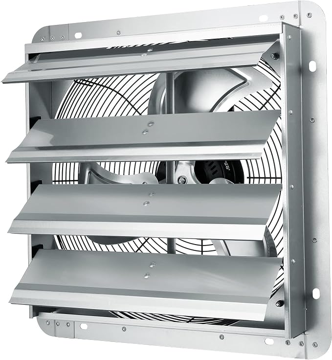 VEVOR Shutter Exhaust Fan, 16'' with Various Speeds, AC-motor, 2000 CFM, Wall Mount Attic Fan, Ventilation and Cooling for Greenhouses, Garages, Sheds, FCC