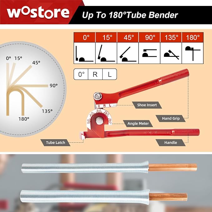 Wostore Double Flaring Tool Kit with Tube Bender 1/4",5/16",3/8" and Spring Bender 1/2",5/8" for Plumbing Copper Brake Line HVAC