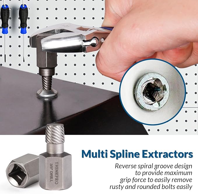 39Pcs Bolt Extractor Set and Drill Bit Kit | Multi-Spline Screw Extractors, Easy Out Broken Lug Nut Extraction Socket Set