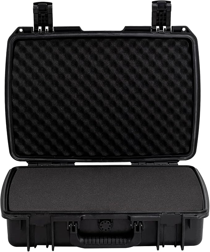 MEIJIA Premium Waterproof Hard Camera Case,Hard laptop Case, Hard Case with customizable fit foam,Full Protection with Light&Convenient Design,20.01"x14.7"x5.75",Elegant Black
