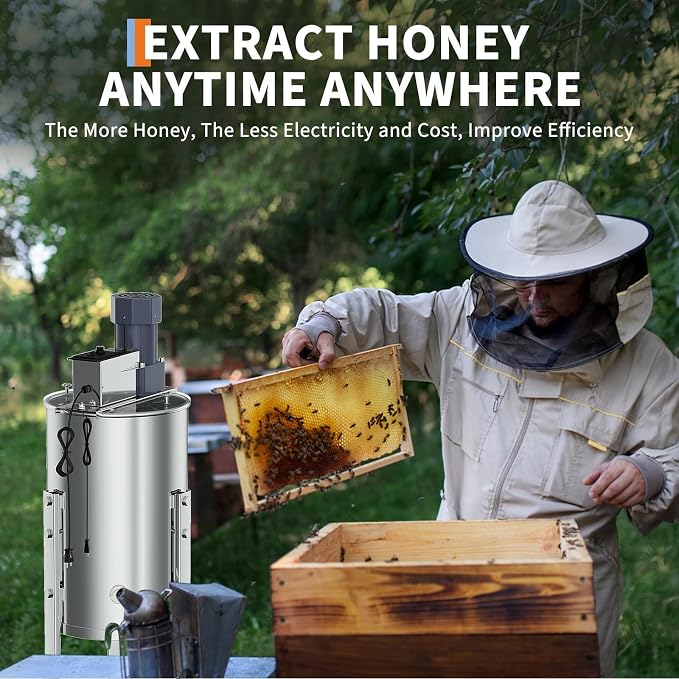 3 Frame Honey Extractor Spinner, Electric Beekeeping Centrifuge