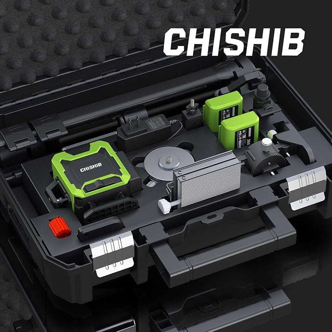Laser Level with Tripod, Self Leveling Laser Level 4x360°, Green Line Laser 4D Laser Leveler Tool with 2Pcs Lithium Batteries for Picture Hanging, Tile, Home Renovation, Indoor
