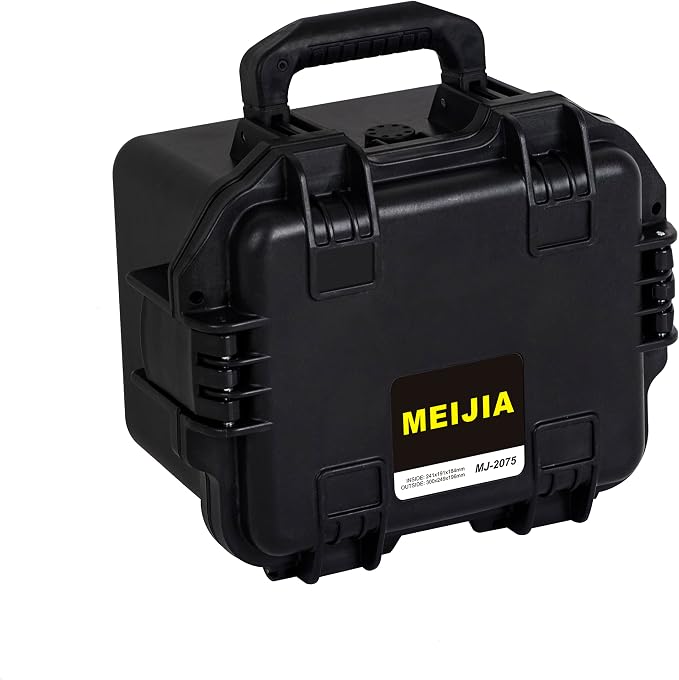 MEIJIA Premium Waterproof Hard Compact Camera Case,Hard Protective Case with customizable fit foam,Full Protection with Light&Convenient Design,Elegant Black (11.8"x9.82"x7.75")