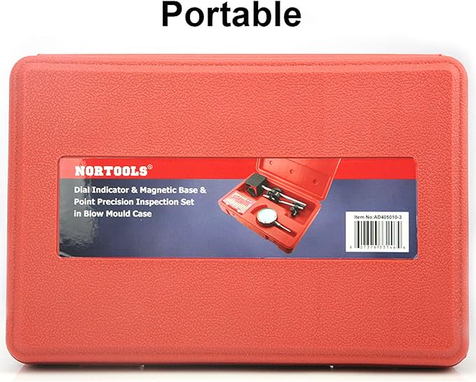 Dial Indicator with Magnetic Base 0-1.0" & Point Set Dial Test Indicator 0.001" Precision Measuring Gauge Tools Kit, Magnetic Dial Indicator Base Holder with Fine Adjustment