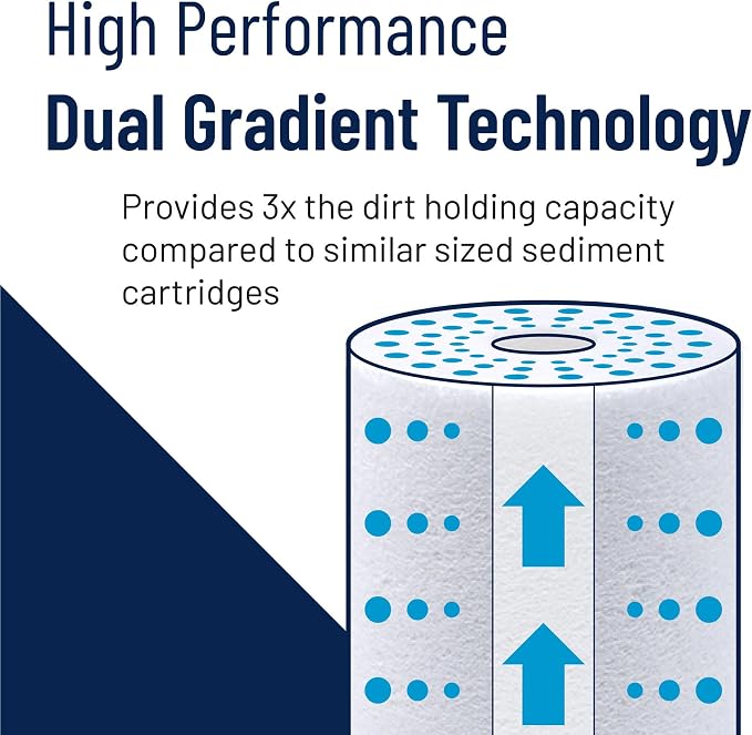 Pentair Pentek DGD-7525-20 Big Blue Water Filter, 20-Inch Whole House Sediment Filter Cartridge Replacement, Dual-Gradient Density Spun Polypropylene, 20" x 4.5", 25 Micron, Pack of 2, White