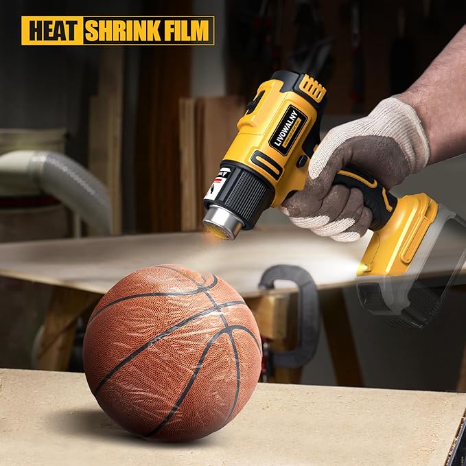 LIVOWALNY Cordless Heat Gun Compatible with Dewalt 20v Battery (Tool Only), 350W 122℉-1022℉ Fast Heating Soldering Hot Air Gun with LCD Digital Display for Shrink Tubing, PVC Wrap, Craft, Epoxy Resin