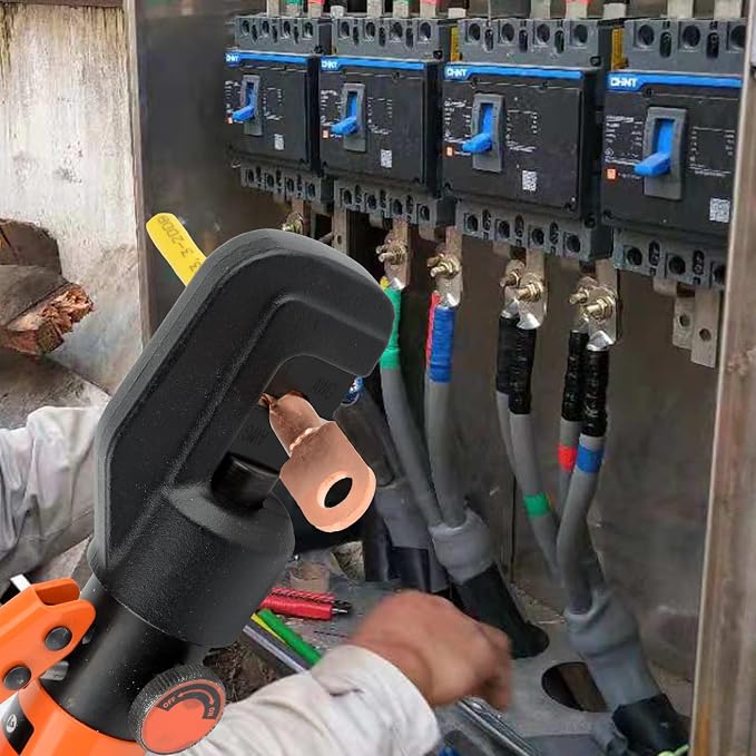 HZLZRZ Hydraulic Crimping Tool Range 12 AWG-2/0 AWG for Cable Lugs, Hand Operated Wire Terminal Lug Tool with 9 Pairs of Dies (Standard US)