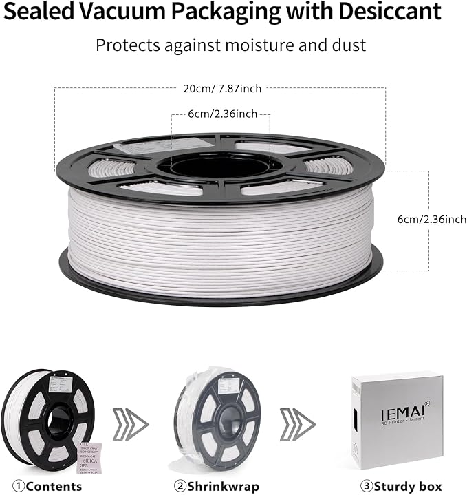 IEMAI Glass Fiber ASA Filament 1.75mm Matte White 1kg, ASA-GF 3D Printer Filament with UV & Weather Resistant, Dimensional Stability & Low Warpage for Outdoor Functional Parts