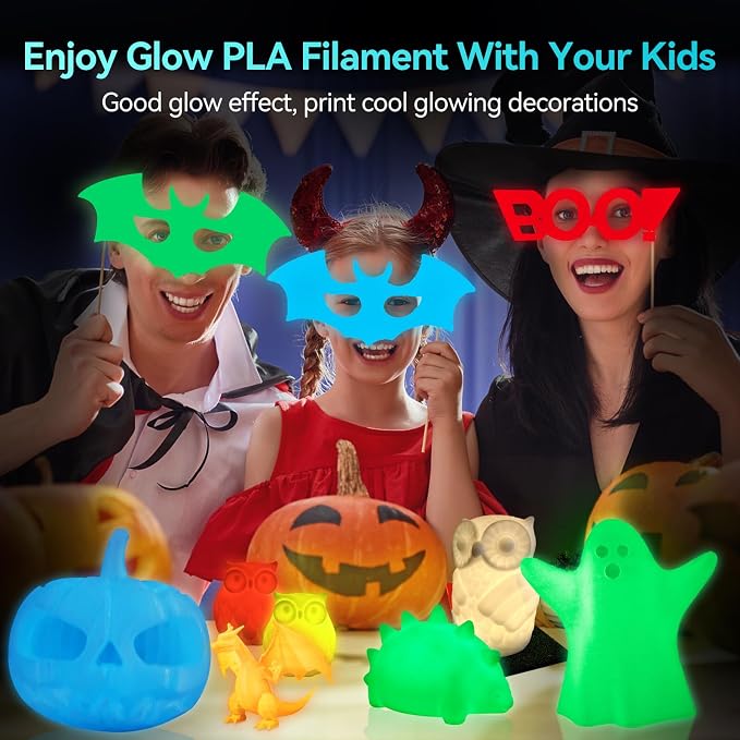 SUNLU Glow in Dark PLA Bundle, Neatly Wound Luminous PLA 3D Printer Filament 1.75mm, Dimensional Accuracy +/- 0.02mm, 250g Spool 8 Packs. (Black White with 6 Spools of Glowing Blue/Green/Red/Yellow)