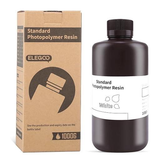 ELEGOO 3D Printer Resin, 405nm Fast UV Curing Standard Photopolymer Resin, High Precision, Non Toxic 3D Resin for Saturn 4/Saturn 3/Mars 5/Mars 4, LCD/MSLA/DLP 3D Printing, White 1000G