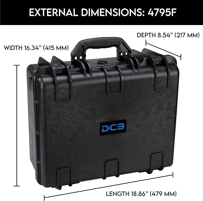 DCB Cases - Element 4795F Waterproof Hard Case with Foam Insert - IP67 Dustproof | Impact-Resistant | 19 x 16 x 9 Ext Dim | Pressure Valve | Lockable Protective Equipment Case with Pick & Pluck Foam