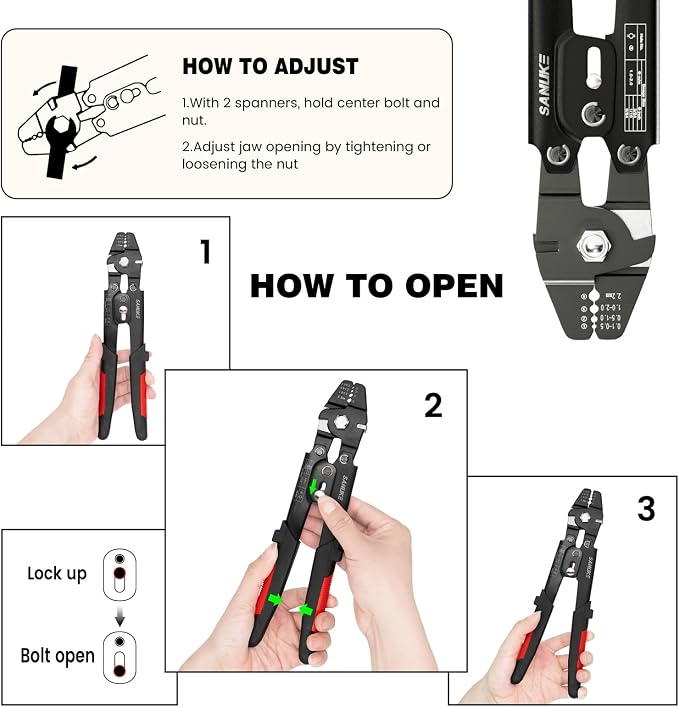 Sanuke Wire Rope Crimping Tool for 3/64 5/64 1/16 Wire Rope with 3 Sizes Stainless Steel Cable, 150pcs Crimping Loop Sleeves, 10pcs Thimbles and A Portable Bag