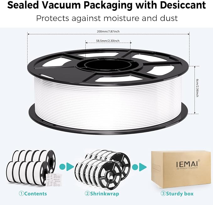 IEMAI PETG Filament 1.75mm Bundle 10KG White, 3D Printer Filament 30-300mm/s Printing Compatible with Bambu Lab, AMS, AMS Lite, Dimensional Accuracy +/- 0.02mm