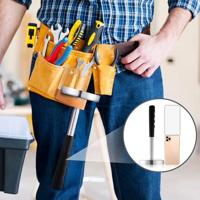 2 Pack Telescoping Magnetic Sweeper Pickup Tool, Screws Parts Finder with 35LB Pull Capacity, Retractable 8.6" to 33" with Strong Magnet, Pick up Nails, Screws