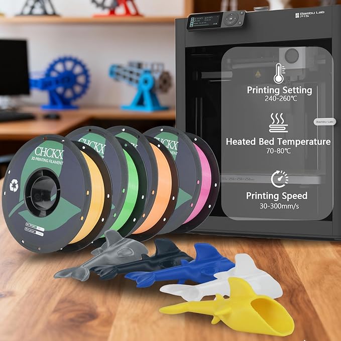 12Rolls PETG Filament Bundle 1kg Spool(2.2lbs), 1.75 mm Fit for Most 3D Printers,Black+White+Grey+Red+Green+Blue+Yellow+Purple+Orange+Coffee+Transparent+Cherry Blossom Pink