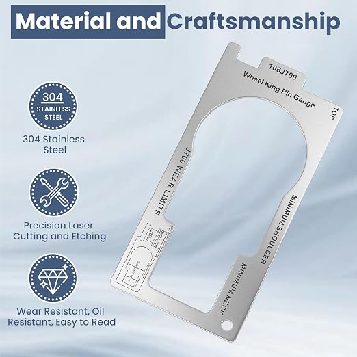 Fifth Wheel King Pin Gauge for Trailer Wear, 1 Pack | 304 Stainless Steel, SAE J700 Standard, Measures Neck/Shoulder Limits, Height & Squareness, Precision Maintenance Tool